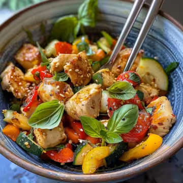 Mediterranean Chicken Stir-Fry | Quick 20-Minute Meal taken with iphone 15 pro max --iw 2 --ar 4:5 --v 6.0 --raw