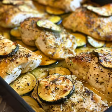 Mediterranean Chicken Zucchini Bake taken with iphone 15 pro max --iw 2 --ar 4:5 --v 6.0 --raw