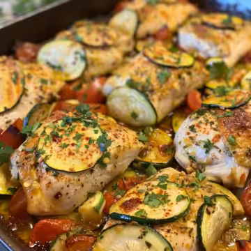 Mediterranean Chicken Zucchini Bake taken with iphone 15 pro max --iw 2 --ar 4:5 --v 6.0 --raw