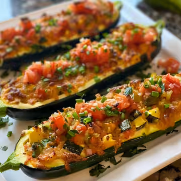 Mediterranean Stuffed Zucchini taken with iphone 15 pro max --iw 2 --ar 4:5 --v 6.0 --raw