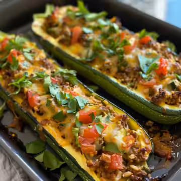 Mediterranean Stuffed Zucchini taken with iphone 15 pro max --iw 2 --ar 4:5 --v 6.0 --raw