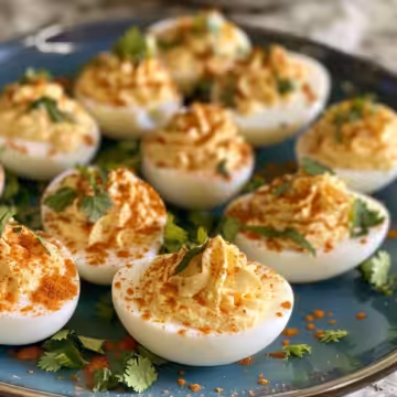 Mexican Deviled Eggs taken with iphone 15 pro max --iw 2 --ar 4:5 --v 6.0 --raw