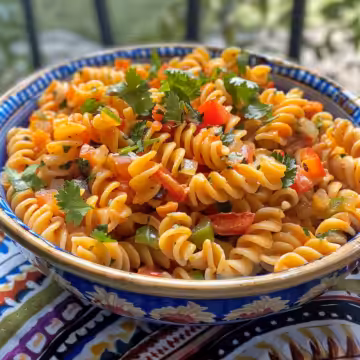 Mexican Pasta Salad taken with iphone 15 pro max --iw 2 --ar 4:5 --v 6.0 --raw