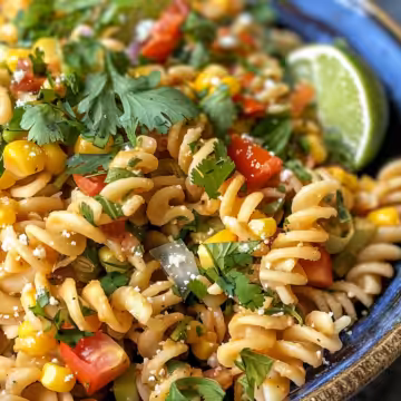 Mexican Street Corn Pasta Salad taken with iphone 15 pro max --iw 2 --ar 4:5 --v 6.0 --raw
