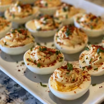 MILLION DOLLAR DEVILED EGGS taken with iphone 15 pro max --iw 2 --ar 4:5 --v 6.0 --raw