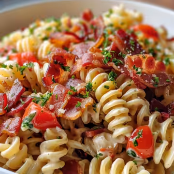 Mind-Blowing BLT Pasta Salad with Bacon & Ranch taken with iphone 15 pro max --iw 2 --ar 4:5 --v 6.0 --raw