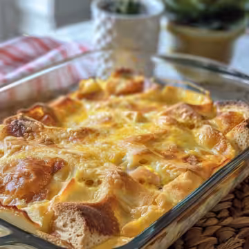 Monte Cristo Breakfast Casserole taken with iphone 15 pro max --iw 2 --ar 4:5 --v 6.0 --raw