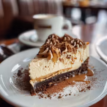 Mouthwatering Irish Coffee Cheesecake taken with iphone 15 pro max --iw 2 --ar 4:5 --v 6.0 --raw