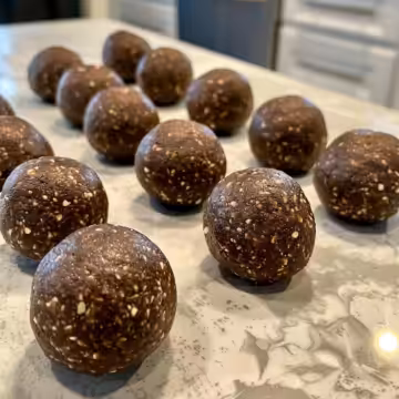 No-Bake Chocolate Peanut Butter Protein Balls taken with iphone 15 pro max --iw 2 --ar 4:5 --v 6.0 --raw