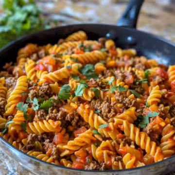 One Pot Beef Taco Pasta (30 minutes) taken with iphone 15 pro max --iw 2 --ar 4:5 --v 6.0 --raw