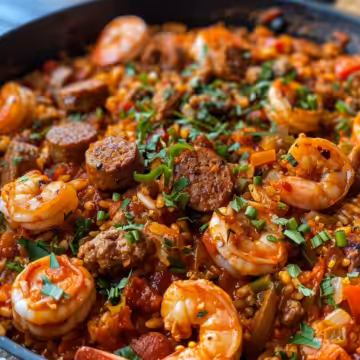 One Pot Shrimp and Sausage Jambalaya taken with iphone 15 pro max --iw 2 --ar 4:5 --v 6.0 --raw