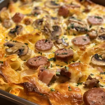 Pancake Sausage Casserole taken with iphone 15 pro max --iw 2 --ar 4:5 --v 6.0 --raw