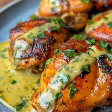 Peruvian Chicken Thighs with Creamy Herb Sauce taken with iphone 15 pro max --iw 2 --ar 4:5 --v 6.0 --raw