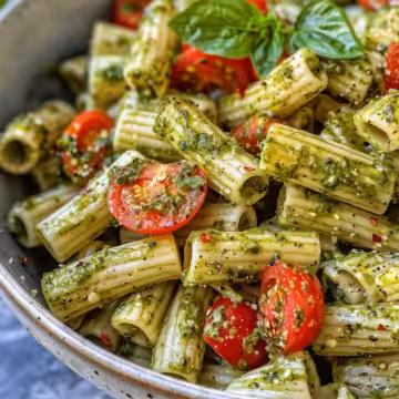 Pesto Pasta Salad taken with iphone 15 pro max --iw 2 --ar 4:5 --v 6.0 --raw