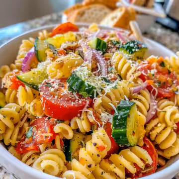 Quick Italian Pasta Salad (with 1 Secret Ingredient) taken with iphone 15 pro max --iw 2 --ar 4:5 --v 6.0 --raw