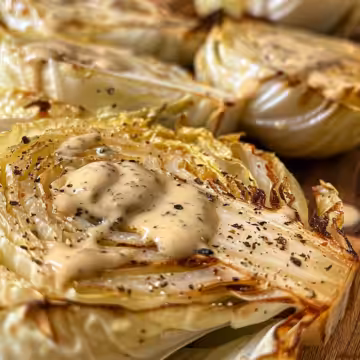 Roasted Cabbage Wedges with Onion Dijon Sauce taken with iphone 15 pro max --iw 2 --ar 4:5 --v 6.0 --raw