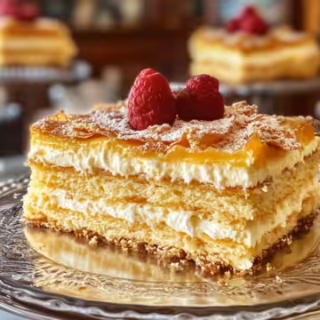 Russian Napoleon Cake taken with iphone 15 pro max --iw 2 --ar 4:5 --v 6.1 --raw