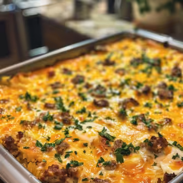 Sausage, Egg, and Cream Cheese Hashbrown Casserole taken with iphone 15 pro max --iw 2 --ar 4:5 --v 6.0 --raw