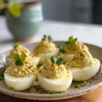 Shamrock Deviled Eggs taken with iphone 15 pro max --iw 2 --ar 4:5 --v 6.0 --raw