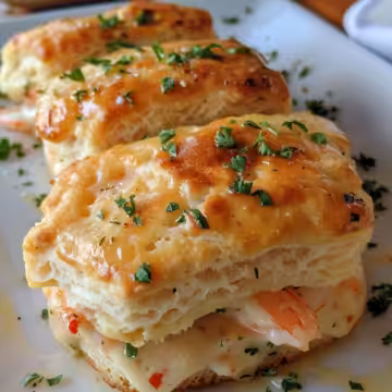 Shrimp & Crab Biscuit Melts taken with iphone 15 pro max --iw 2 --ar 4:5 --v 6.0 --raw