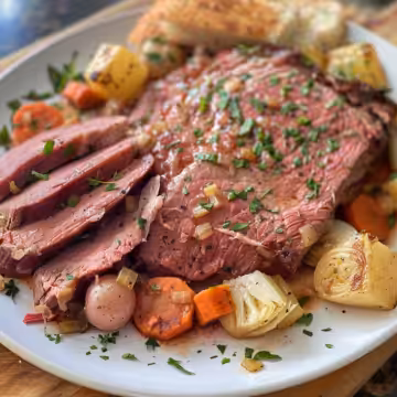 Slow Cooker Corned Beef and Cabbage taken with iphone 15 pro max --iw 2 --ar 4:5 --v 6.0 --raw