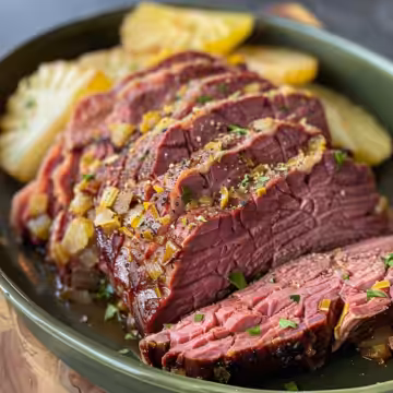 Slow Cooker Corned Beef and Cabbage taken with iphone 15 pro max --iw 2 --ar 4:5 --v 6.0 --raw