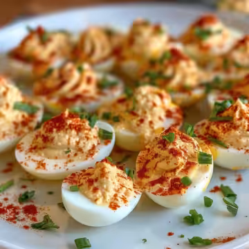 Spicy Bayou Deviled Eggs – Cajun Twist taken with iphone 15 pro max --iw 2 --ar 4:5 --v 6.0 --raw