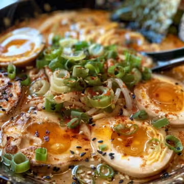 Spicy & Creamy Chicken Ramen taken with iphone 15 pro max --iw 2 --ar 4:5 --v 6.0 --raw
