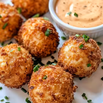 Spicy Crispy Reuben Balls with Spicy Dipping Sauce Recipe taken with iphone 15 pro max --iw 2 --ar 4:5 --v 6.1 --raw