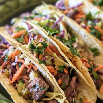 St. Patrick's Day Corned Beef Tacos with Cabbage Slaw taken with iphone 15 pro max --iw 2 --ar 4:5 --v 6.0 --raw