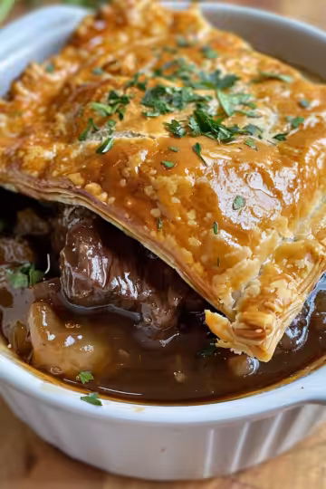 Steak and Guinness Pie – Slow Cooker taken with iphone 15 pro max --iw 2 --ar 4:5 --v 6.0 --raw