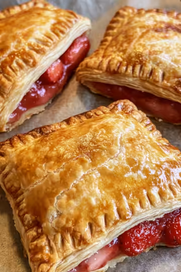 Strawberry Cream Cheese Hand Pies taken with iphone 15 pro max --iw 2 --ar 4:5 --v 6.1 --raw