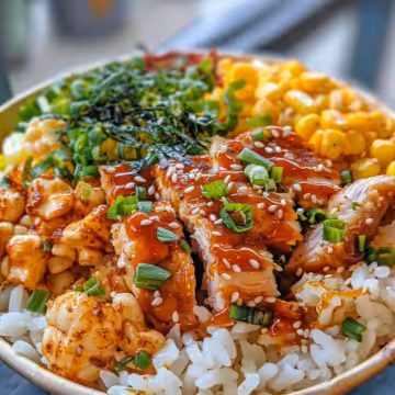 Street Corn Chicken Rice Bowl taken with iphone 15 pro max --iw 2 --ar 4:5 --v 6.0 --raw