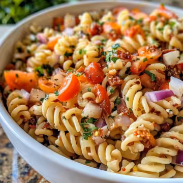 Sun-Dried Tomato Pasta Salad taken with iphone 15 pro max --iw 2 --ar 4:5 --v 6.0 --raw