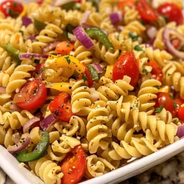 Supreme Pasta Salad with McCormick Seasoning taken with iphone 15 pro max --iw 2 --ar 4:5 --v 6.0 --raw