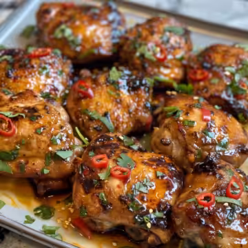 Sweet Chili Chicken Thighs taken with iphone 15 pro max --iw 2 --ar 4:5 --v 6.0 --raw