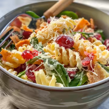 Tasty Cranberry Pasta Salad taken with iphone 15 pro max --iw 2 --ar 4:5 --v 6.0 --raw