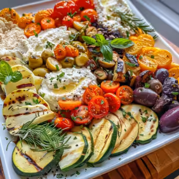 Tasty Mediterranean Roasted Veggie Platter taken with iphone 15 pro max --iw 2 --ar 4:5 --v 6.0 --raw