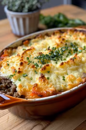 Traditional Irish Shepherd's Pie taken with iphone 15 pro max --iw 2 --ar 4:5 --v 6.0 --raw