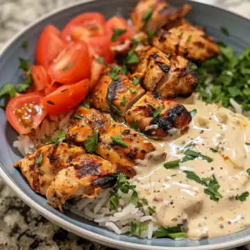 Turkish Chicken with Creamy White Sauce taken with iphone 15 pro max --iw 2 --ar 4:5 --v 6.0 --raw