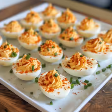 Unleash the Flavor: Sriracha Deviled Eggs to Wow Your Guests taken with iphone 15 pro max --iw 2 --ar 4:5 --v 6.0 --raw