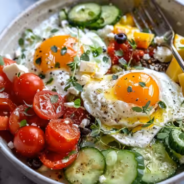 Wake Up to 8 Easy Mediterranean Breakfasts Packed with Flavor taken with iphone 15 pro max --iw 2 --ar 4:5 --v 6.0 --raw