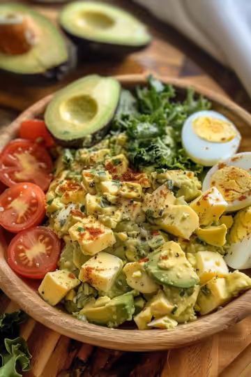 Zesty Avocado Egg Salad – Mediterranean Twist taken with iphone 15 pro max --iw 2 --ar 4:5 --v 6.0 --raw