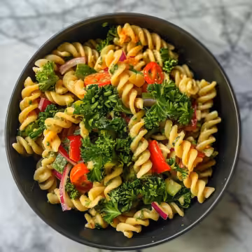 Zesty High Protein Fiesta Pasta Salad taken with iphone 15 pro max --iw 2 --ar 4:5 --v 6.0 --raw